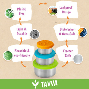 Tavva® Snack Deluxe Stainless Steel Containers Set of 3