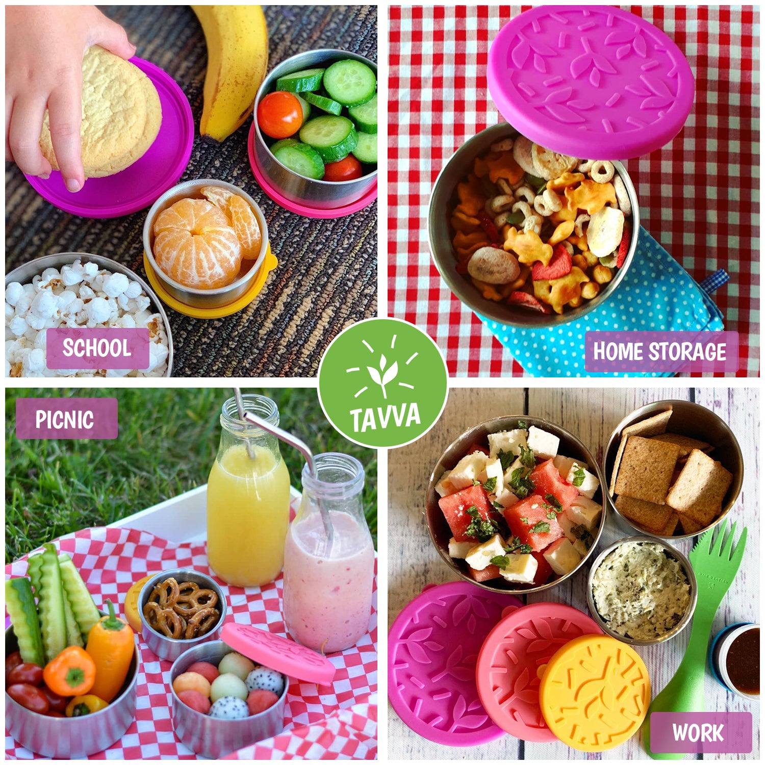 Tavva® Snack Deluxe Stainless Steel Containers Set of 3