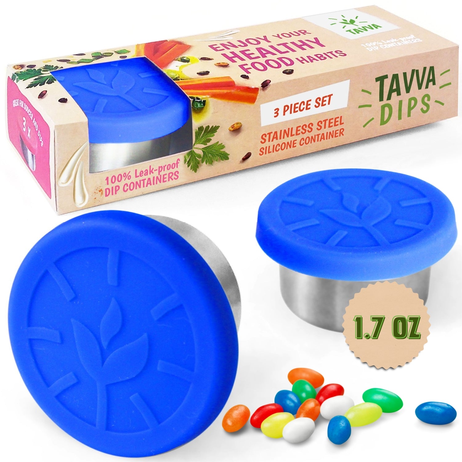 Tavva® Dips 3X1.7 oz Stainless Steel Containers Set