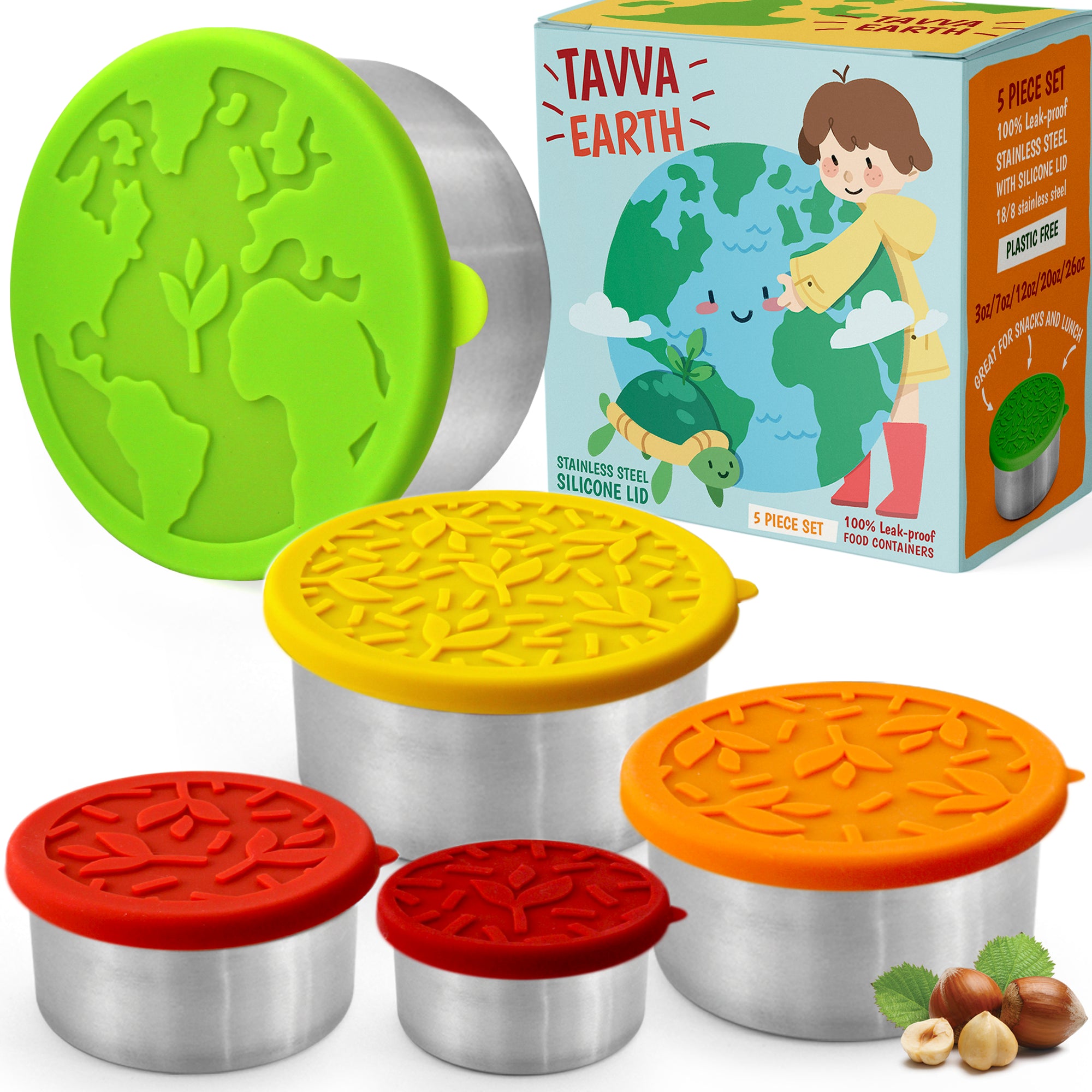 Tavva® Earth Deluxe Stainless Steel Containers Set of 5