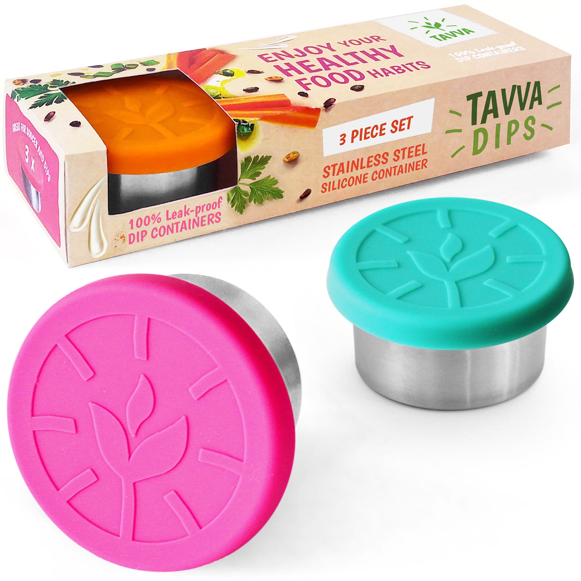 Tavva® Dips 3X1.7 oz Stainless Steel Containers Set