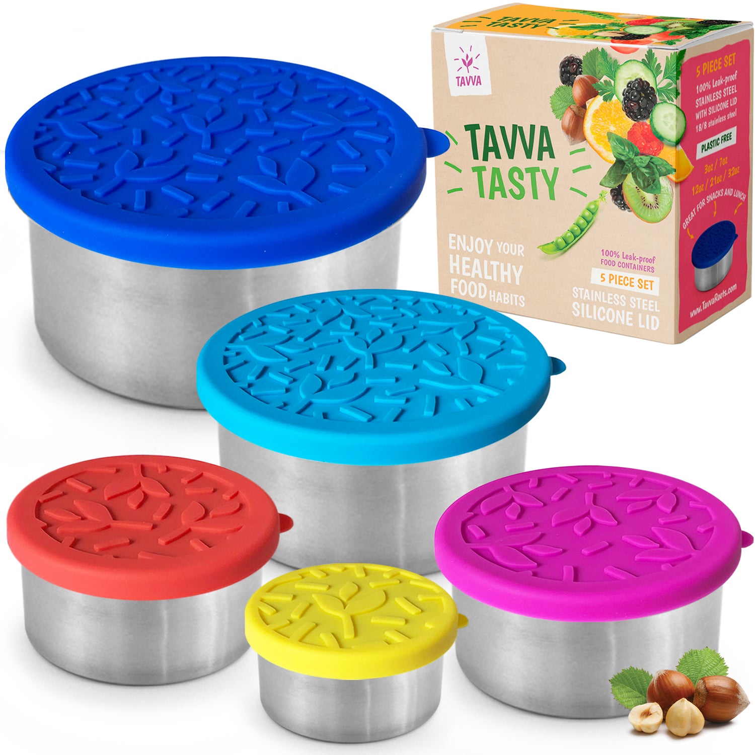  Tanjiae Stainless Steel Snack Containers for Kids  Easy Open  Leak Proof Small Food Containers with Silicone Lids - Perfect Metal Toddler  Lunch Box for Daycare and School (8oz) : Home