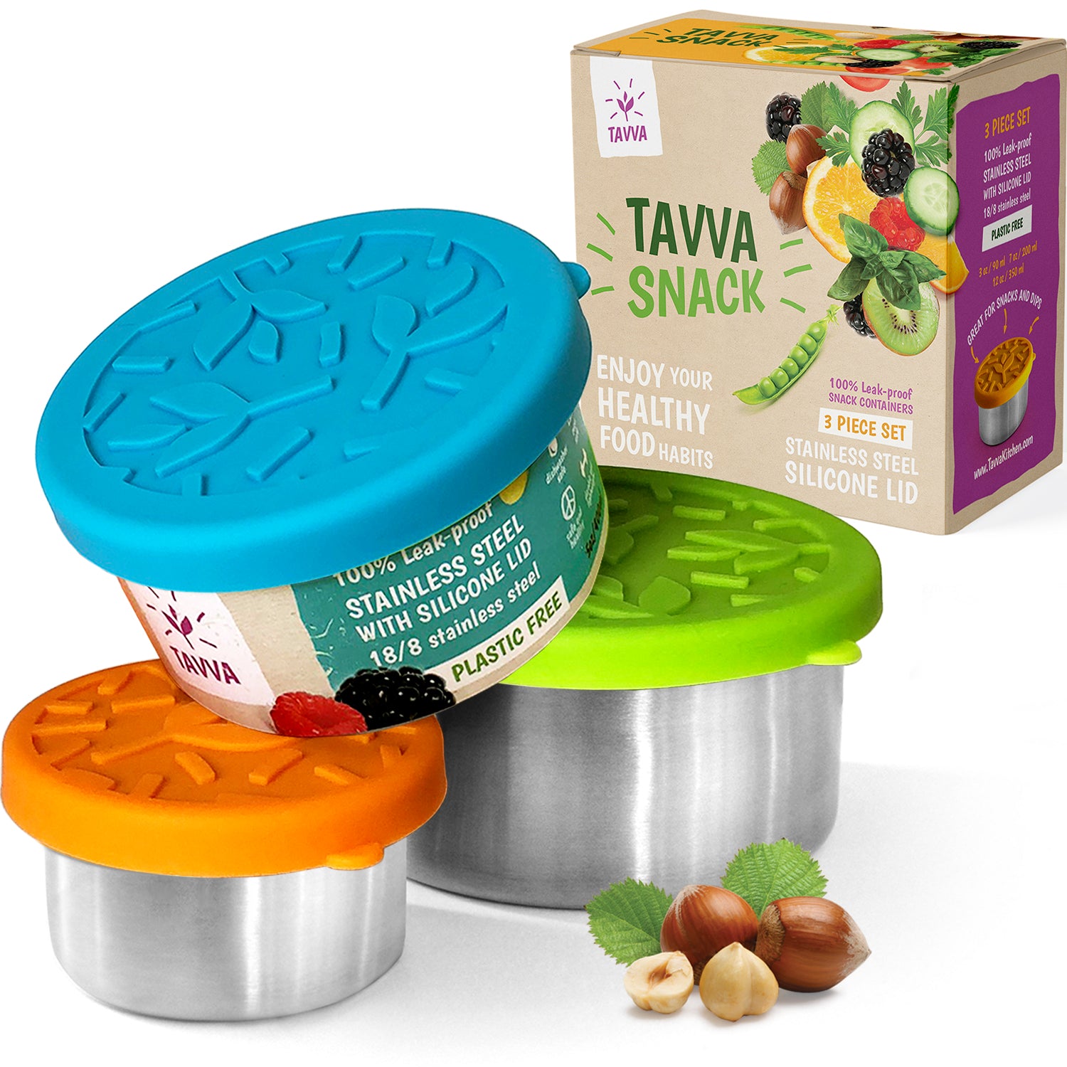 Stainless Steel Food Containers with 100% Leak-proof Silicone Lids - TAVVA  Kitchen