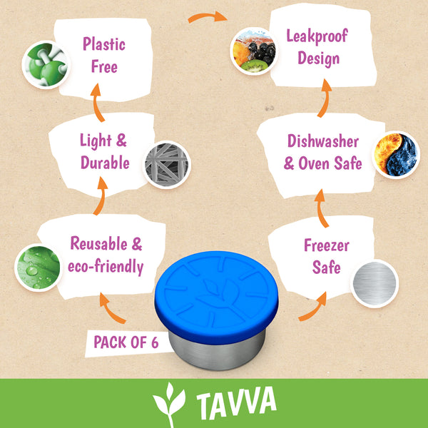 Talva Tavva® Dips 3X1.7 oz Stainless Steel Containers Set - TAVVA Kitchen