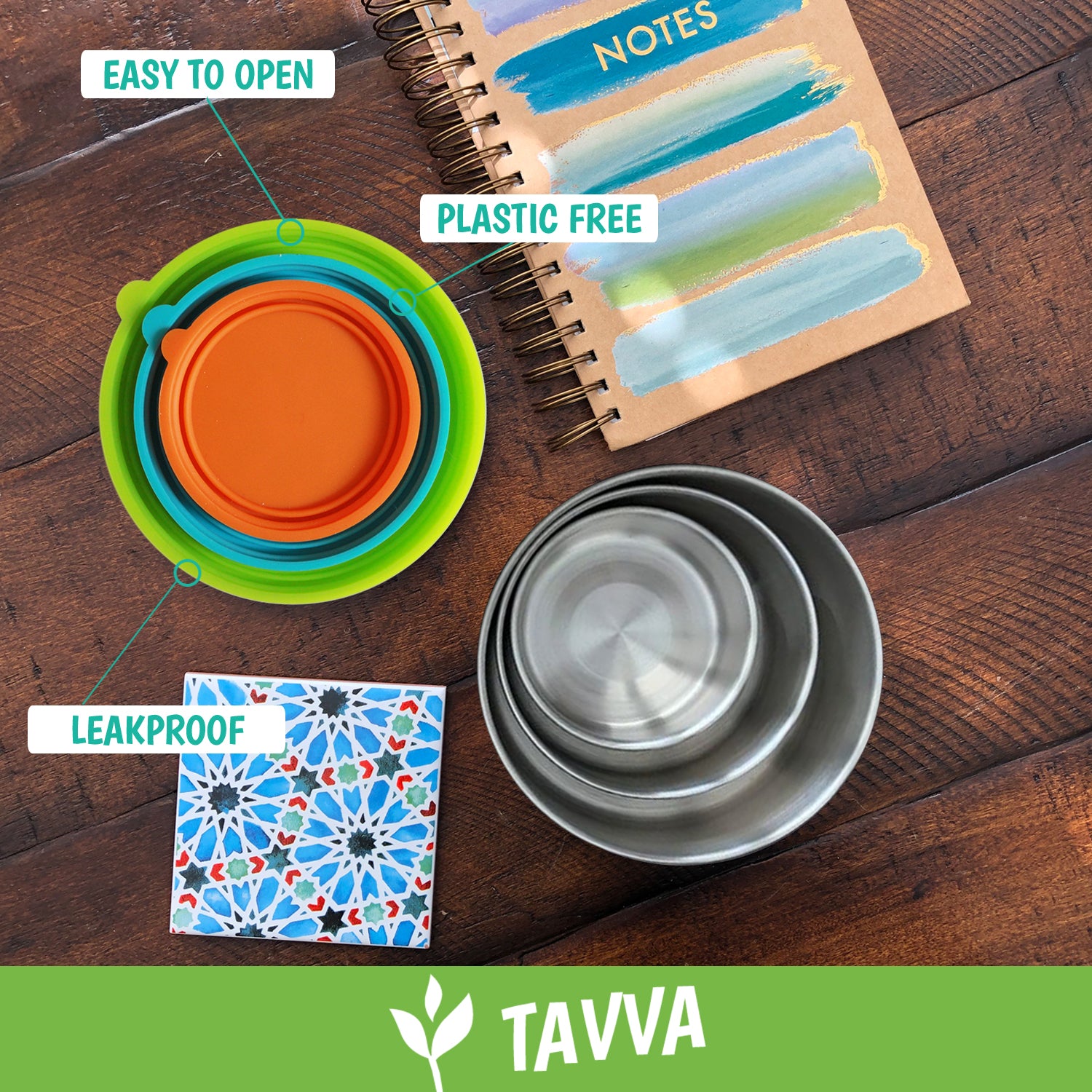 Talva Tavva® Solo Medium 7 oz Deluxe Stainless Steel Container [Set of 4 ...