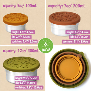 Tavva® Snack Deluxe Stainless Steel Containers Set of 3