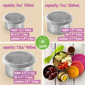 Tavva® Snack Deluxe Stainless Steel Containers Set of 3