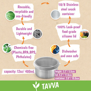 Tavva® Solo Large 12 oz Deluxe Stainless Steel Container [Set of 2]