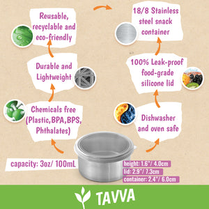 Tavva® Solo Small 3 oz Deluxe Stainless Steel Container [Set of 4]