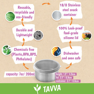 Tavva® Solo Medium 7 oz Deluxe Stainless Steel Container [Set of 4]