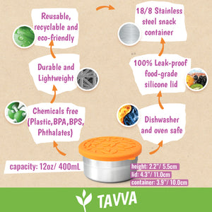 Tavva® Solo Large 12 oz Deluxe Stainless Steel Container [Set of 4]