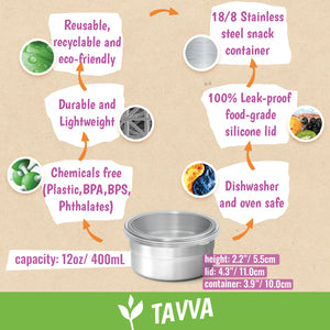 Tavva® Solo Large 12 oz Deluxe Stainless Steel Container [Set of 4]