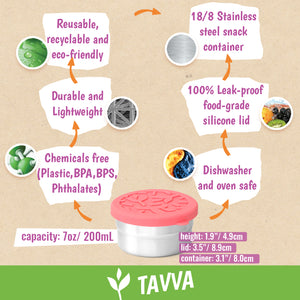 Tavva® Solo Medium 7 oz Deluxe Stainless Steel Container [Set of 4]