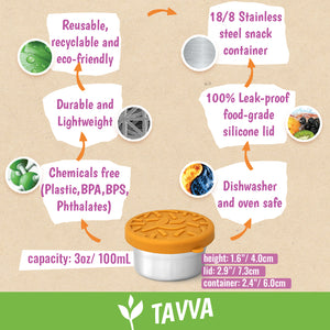 Tavva® Solo Small 3 oz Deluxe Stainless Steel Container [Set of 4]