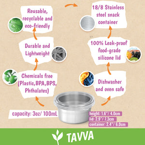 Tavva® Solo Small 3 oz Deluxe Stainless Steel Container [Set of 4]
