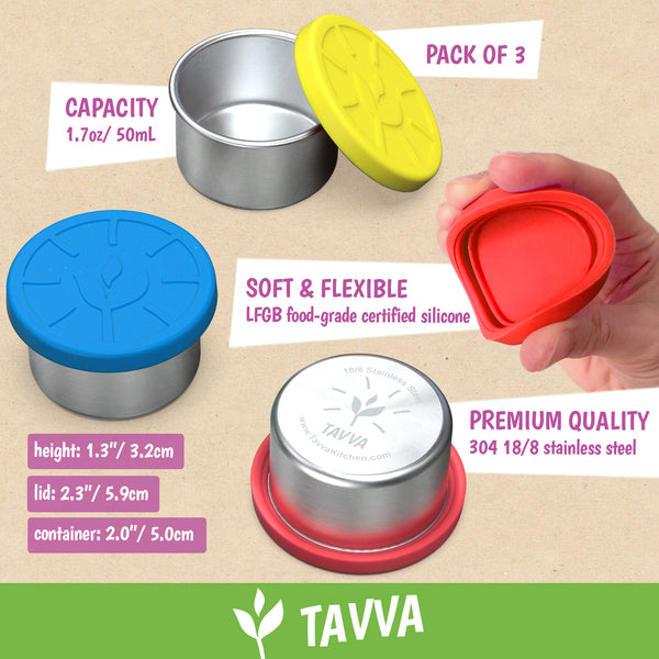 Stainless Steel Food Containers with 100% Leak-proof Silicone Lids