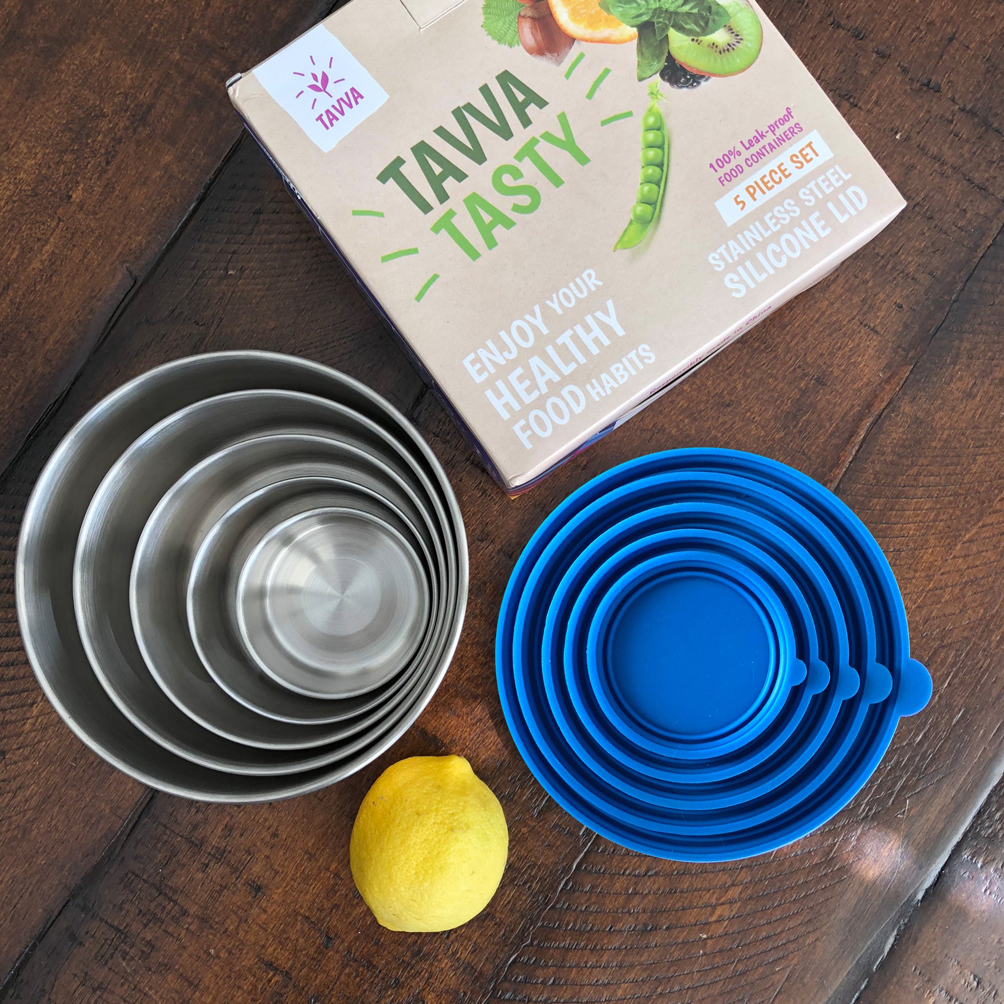 Tavva® Tasty Stainless Steel Containers Set of 5 [Blue]